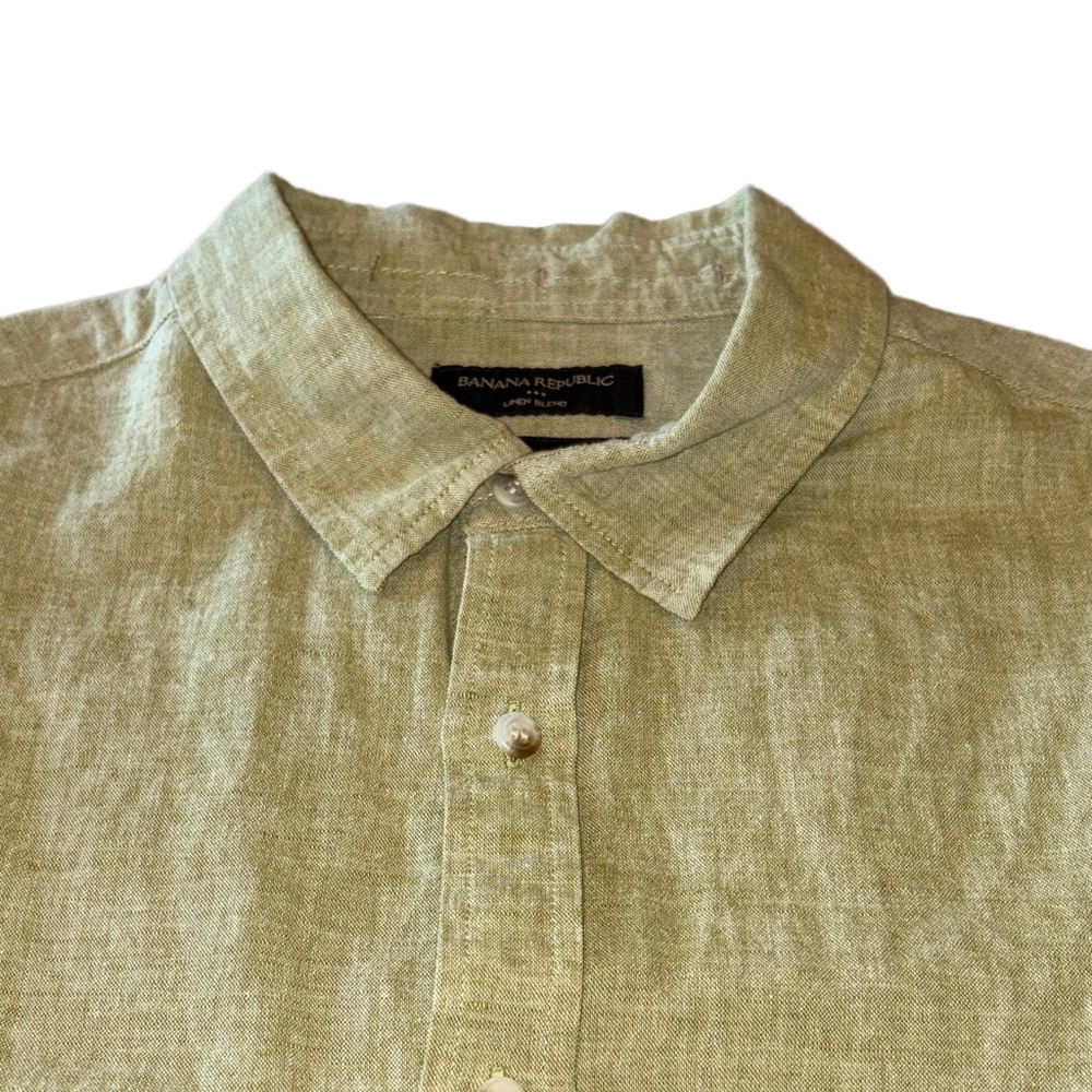 Banana Republic Mens XL Linen Blend Sage Green Long Sleeve Shirt